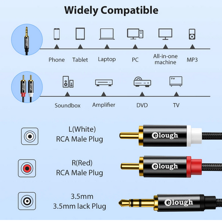 Chinch (RCA) auf 3,5mm Jackstecker HiFi Audio Kabel