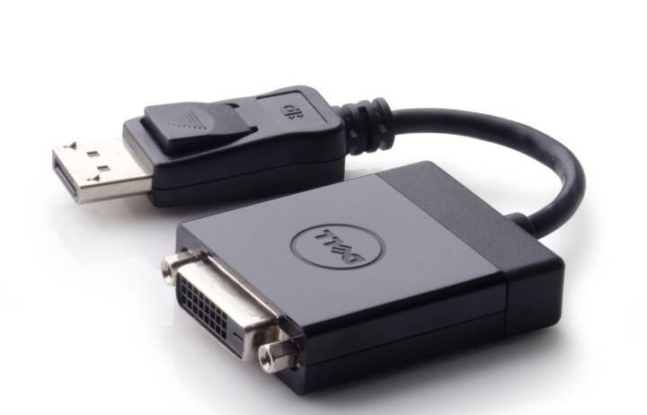 DELL Displayport (Computerseite) zu DVI Adapter (Displayseite, DVI Kabel benötigt)