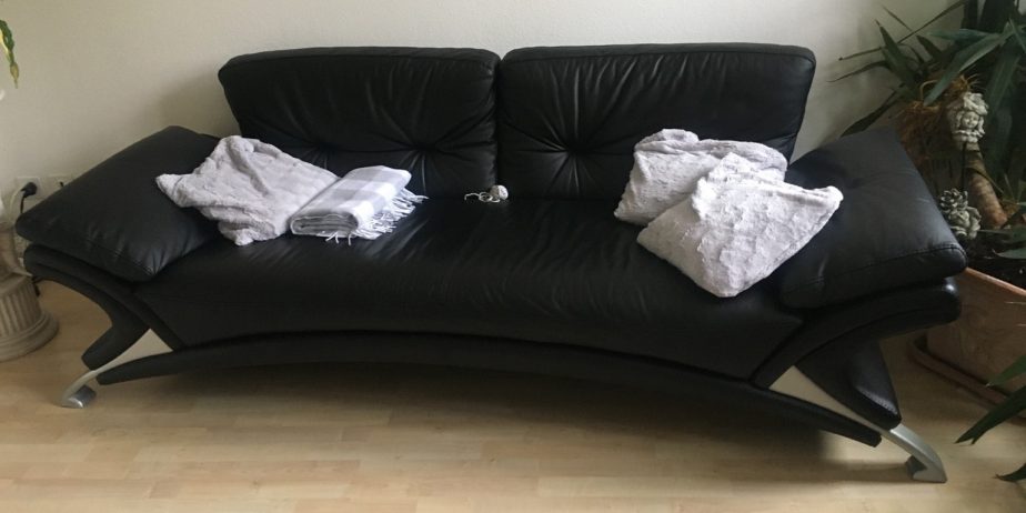 Schwarzes Designer Ledersofa