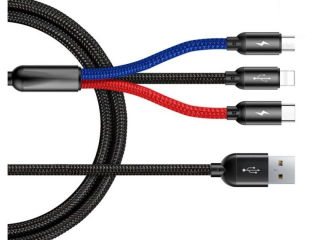 3 in 1 Ladekabel USB Type-C Lightning und USB micro B, 1.5m